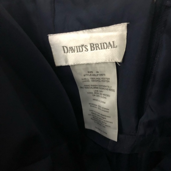 David’s Bridal navy satin-like strapless dress size 16 - Picture 3 of 5